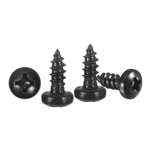 METALLIXITY Phillips Pan Head Self Tapping Screw #4x1/4 100Pcs - color: Black, size: #4x1/4"