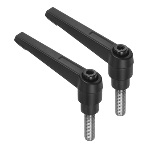 uxcell 2pcs Clamping Lever Handles, M8 x 20mm 304 Stainless Steel Threaded Male Stud, Adjustable Handles Locking Quick Release Ratchet Push Button Bolt Knobs, Black - size: M8 x 20mm
