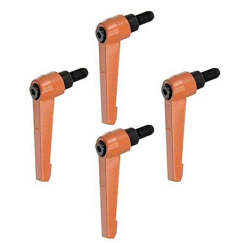 HARFINGTON 4pcs Adjustable Clamping Lever Handles M8 x 16mm Male Thread Bolt Knobs Rotating Screw Locking Quick Release Ratchet Push Button Handle, Orange - size: M8 x 16mm