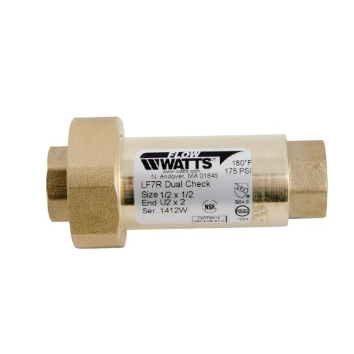 Watts Lead-Free Brass Dual Check Valve Backflow Preventer 1/2" x 1/2" - size: 1/2" x 1/2"
