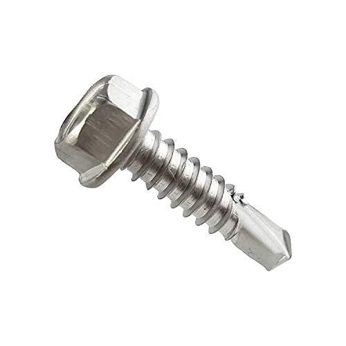 #6 x 3/8" Hex Washer Head Self Drilling Screws, 410 Stainless, 100 Pack - size: #6 x 3/8", style: Small Package