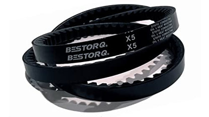 BESTORQ AX33 Cogged V-Belt, Raw Edge X5 EPDM V-Belt, Black, 35" Outside Circumference x .51" Width x .34" Height, Pack of 1 - size: Pack of 1, style: AX33