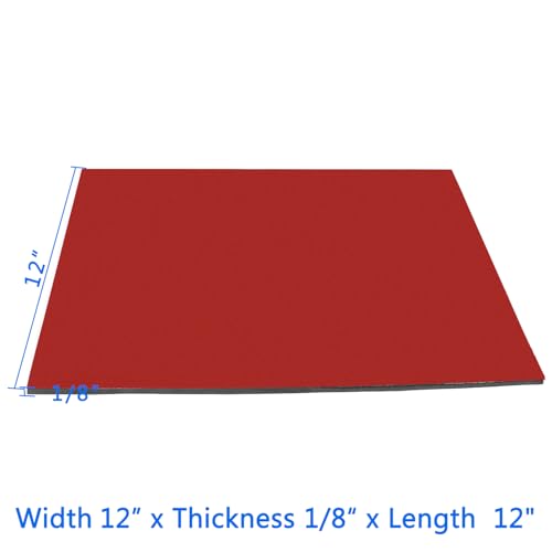 HooTown Adhesive Solid Rubber Strips, Self Neoprene Rubber Sheets Rolls Red - color: 1/8" Thick Adhesive, size: 12” W x 12" L