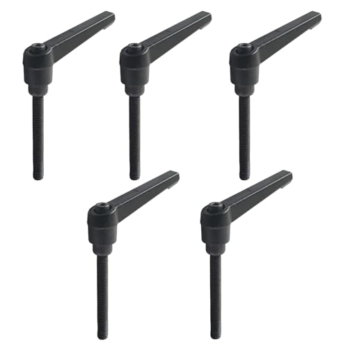 5pcs M6 x 50mm Clamping Lever Handles, 305 Stainless Steel Adjustable Locking Quick Release with Push Button Ratchet Mechanism, Black - size: M6 x 50mm