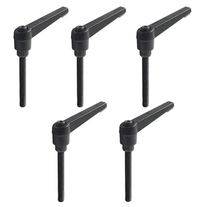 5pcs M6 x 50mm Clamping Lever Handles, 305 Stainless Steel Adjustable Locking Quick Release with Push Button Ratchet Mechanism, Black - size: M6 x 50mm