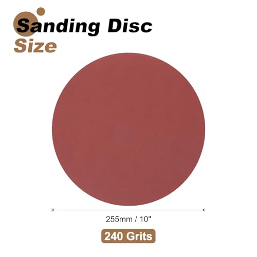 uxcell 12pcs 10-Inch PSA Sanding Discs, 240 Grits Aluminum Oxide Self Adhesive Stick Back Sandpapers, No-Hole Round Wet/Dry Sander Papers, Sand Auto Car Paint, Wood, Metal - size: 240 Grits