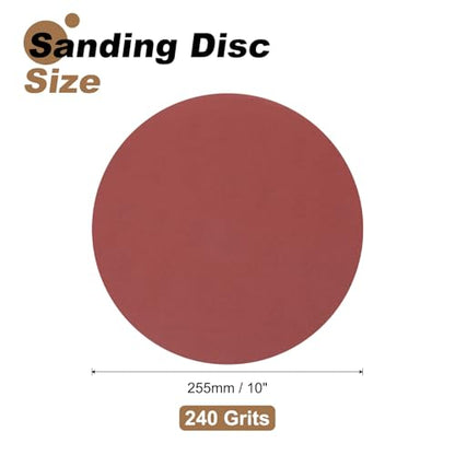 uxcell 12pcs 10-Inch PSA Sanding Discs, 240 Grits Aluminum Oxide Self Adhesive Stick Back Sandpapers, No-Hole Round Wet/Dry Sander Papers, Sand Auto Car Paint, Wood, Metal - size: 240 Grits