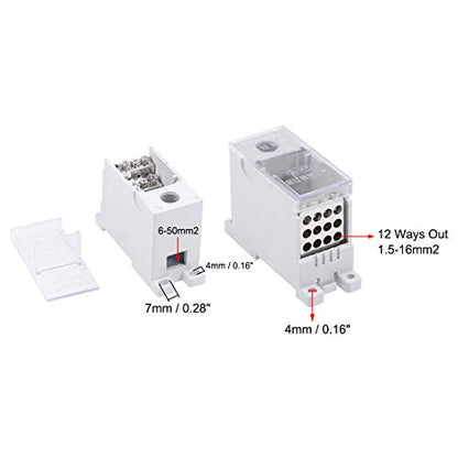 uxcell 1 Input 12 Output DIN Rail Terminal Blocks 660V 250A Connectors