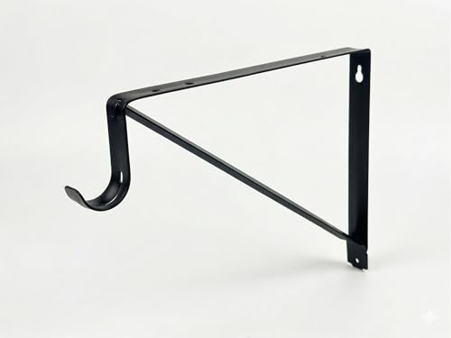 QCAA Heavy Duty Non-Adjustable Shelf Rod Bracket, 12.6" x 10.5", Powder Coated Black, Made in Taiwan, 4 Pack - color: Black(10-3/4"x11"), size: 4 Pack