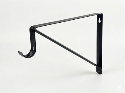 QCAA Heavy Duty Non-Adjustable Shelf Rod Bracket, 12.6" x 10.5", Powder Coated Black, Made in Taiwan, 4 Pack - color: Black(10-3/4"x11"), size: 4 Pack
