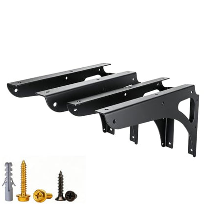 Heavy Duty Shelf Brackets - 1000 LBS Load Capacity, Industrial Steel Mounting Brackets for Shelves, Vanities, Countertops, Desks (4, Black, 16"x12") - size: 16"x12"