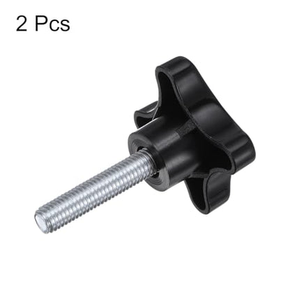 HARFINGTON 2pcs Star Knobs M10 x 40mm Male Thread Plastic 4-Star Stud Knob Hand Tightening Clamping Screw Replacement Threaded Handle, Black - size: M10 x 40mm