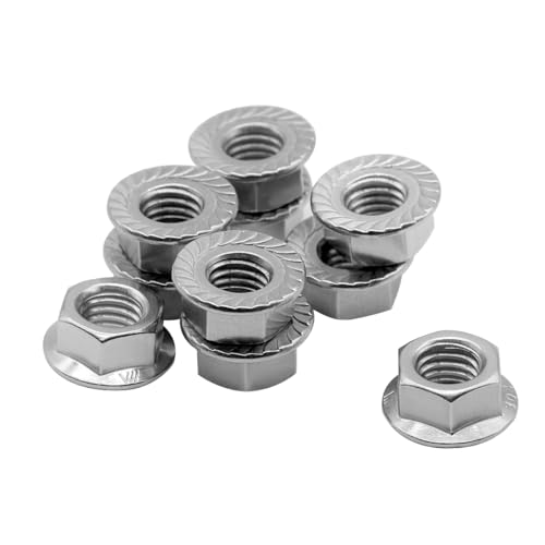 Beduan 50PCS 5/16"-18 Serrated Flange Hex Lock Nuts Bright Finish - size: 5/16"-18