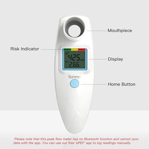 Sonmol Digital Peak Flow Meter PEF FEV1 Tester with Color Indicators