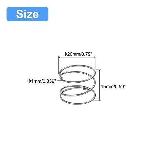 uxcell 5Pcs Compression Spring 304 Stainless Steel 20mmOD,1mmWD,15mmFL - size: 1.0mmx20mmx15mm