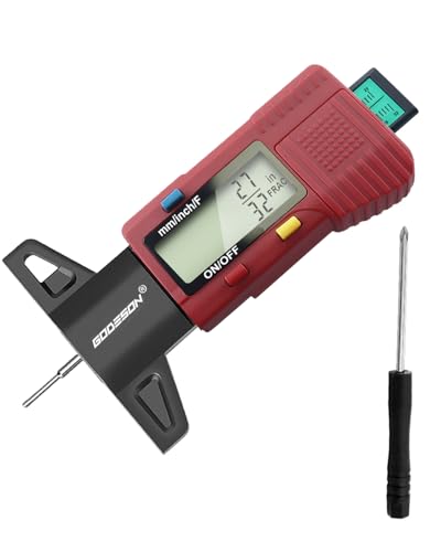 GODESON Red Digital Tire Tread Depth Gauge - 3 Modes (Fractional/Decimal Inch/Millimeter), Zeroable & Accurate, LCD Display,Tire Tread Measure Tool for Cars, Motorcycles, SUV, Trucks & Vans