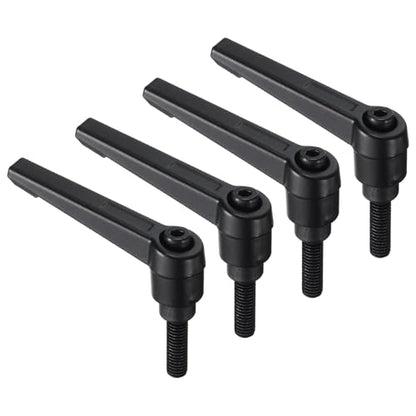 uxcell 4pcs Clamping Lever Handles, M6 x 20mm Black Oxide Carbon Steel Threaded Male Stud, Adjustable Handles Locking Quick Release Ratchet Push Button Bolt Knobs, Black - size: M6 x 20mm