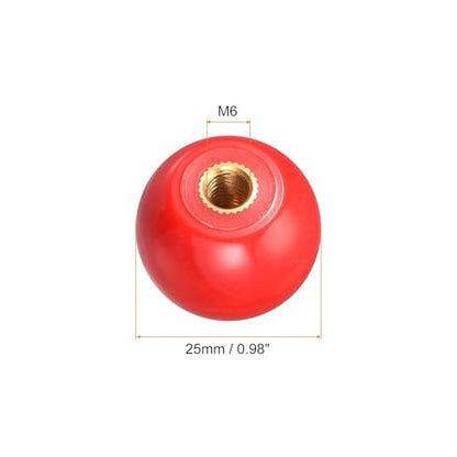 10Pcs Threaded Ball Knobs, M6 Female Thread Thermoset Ball Knob 0.98'' Dia Red Round Operation Ball Handles Embedded Threaded Knob for Machine Handle Tool Replacement - color: Red, size: M6 x 25mm