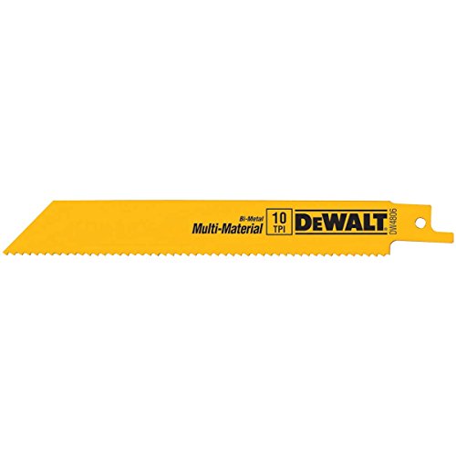 DEWALT Reciprocating Saw Blades, Straight Back, 6-Inch, 10 TPI, 5-Pack (DW4806) , Yellow - style: 6-Inch, 10 TPI, 5-Pack