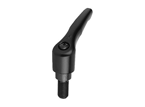 Kipp 06460-1A11X15 Zinc Adjustable Handle with 10-32" External Thread, Modern Design Style, Steel Components, Inch, Black Satin Powder-Coated Finish, Size 1, 15 mm Screw Length