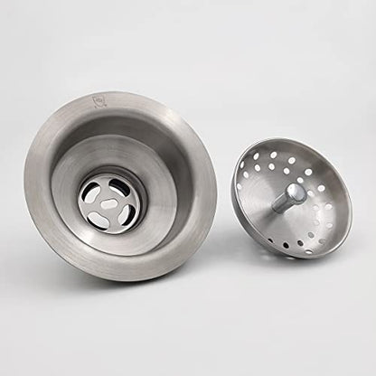 EADOT 3-1/2 Brushed Nickel Sink Drain Assembly with Strainer Basket Stopper