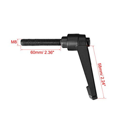 uxcell M8 x 60mm Handle Adjustable Clamping Lever Knobs Black 2pcs - color: Black, size: M8 x 60mm