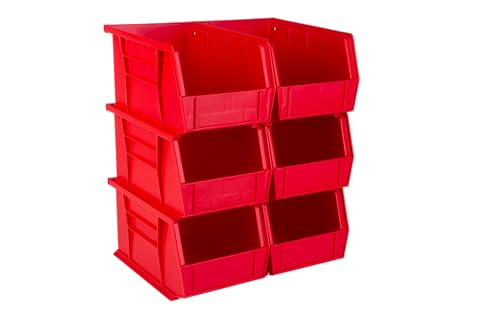 HE HUDSON EXCHANGE 9.5" x 6" x 5" (6 Pack) Plastic Stackable Storage Bin, Red - color: Red, size: 6 Pack