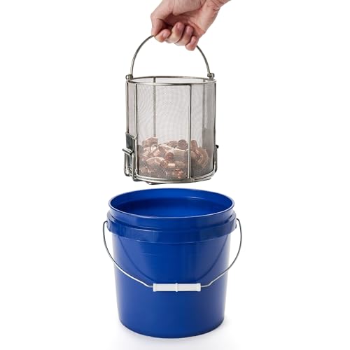 Dip N’ Drain – Stainless Steel Part Cleaning Strainer Basket for 2-Gallon Buckets (Bucket Included) | 1/32″ Mesh, Swing Handle, Perfect for Mechanics, Auto Parts, Garage, Shop & Home Workshop Cleaning - size: 2 Gal. 1/32" Mesh - Bucket