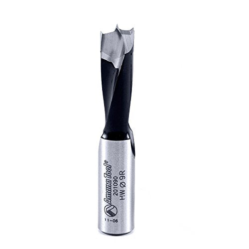 Amana Tool - 201090 Carbide Tipped Brad Pt. Boring Bit R/H 9mm Dia x 57mm Long x 10mm Sh - size: R/H 9mm Dia x 57mm Long x 10mm