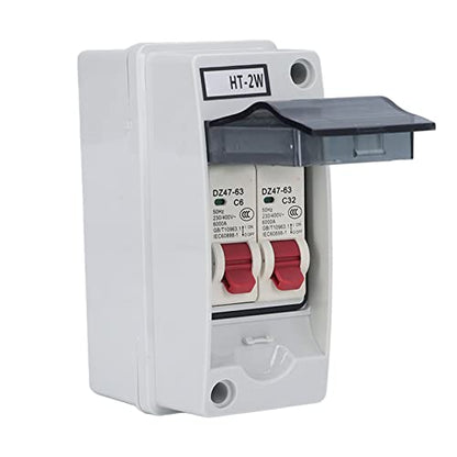2 Way Distribution Box Circuit Breakers with Distribution Case Distribution Box for Outdoor(16A 32A) - color: 16A 32A