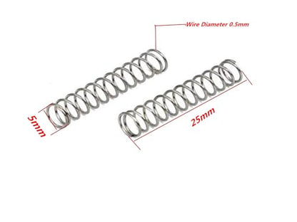 Metal Compression Spring Silver Tone (0.5x5x25mm 100 Pcs)