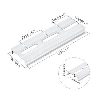 MECCANIXITY DIN Rail Slotted Aluminum Mounting Guide 4 Inch x 1.4 Inch x 0.3 Inch for Equipment Installation Pack of 5 - size: 4 Inch x 1.4 Inch