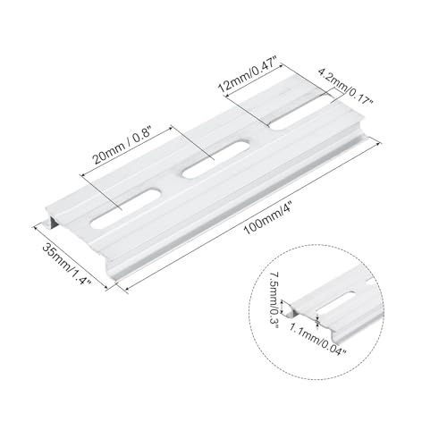 MECCANIXITY DIN Rail Slotted Aluminum Mounting Guide 4 Inch x 1.4 Inch x 0.3 Inch for Equipment Installation Pack of 5 - size: 4 Inch x 1.4 Inch