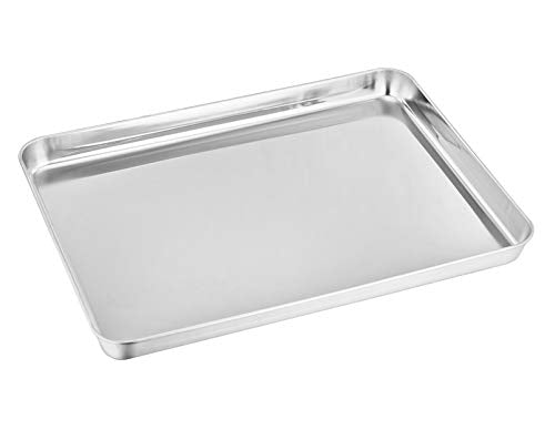 TeamFar Toaster Oven Pan, Stainless Steel Toaster Oven Tray, 12.4"x 9.7"x1" - size: 12.4" x 9.7" x 1"