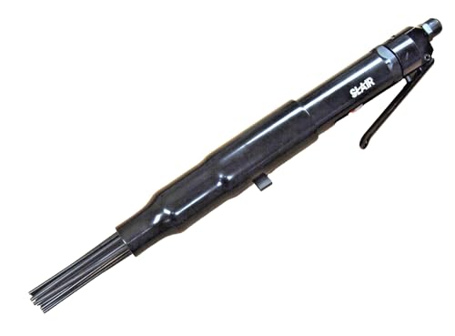 SLAIR 18" Pneumatic Needle Scaler - 5000 BPM with 19 Heat-Treated Needles, Removes Paint, Rust & Welding Slag - Adjustable Bayonet Lock, 1/4" NPT Air Inlet (Includes Oil Can & Connector, Model XX558)