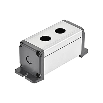 uxcell 2 Holes 16mm Aluminum Switch Button Station Box with a PG7 Cable Gland and Mounting Base