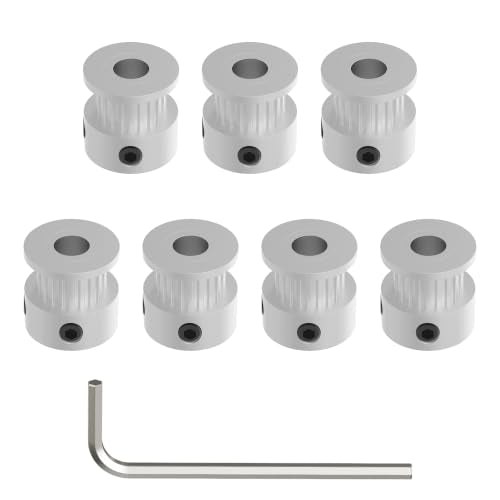 20 Teeth GT2 Timing Belt Pulley, 5mm Bore 6mm Width Synchronous Wheel GT2 Idler Pulley Fit 6mm Belt for 3D Printer Accessories and CNC Machines (7-Pack) - size: 20T 5mm Bore