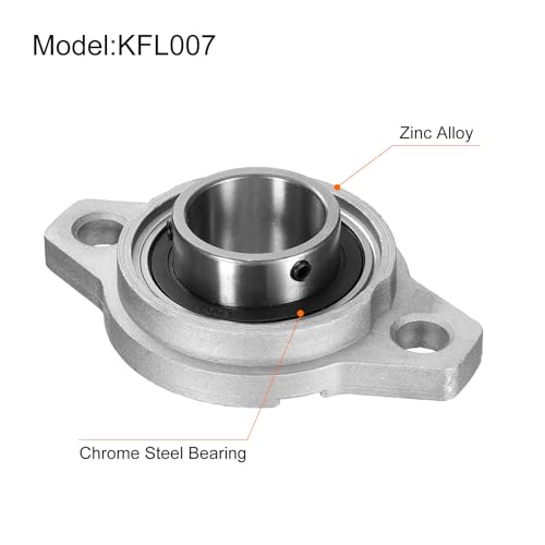uxcell 2pcs KFL007 Pillow Block Bearings 35mm Bore Bearing Units Zinc Alloy Flange Mounted Bearing Housing, P6(ABEC3) - size: KFL007