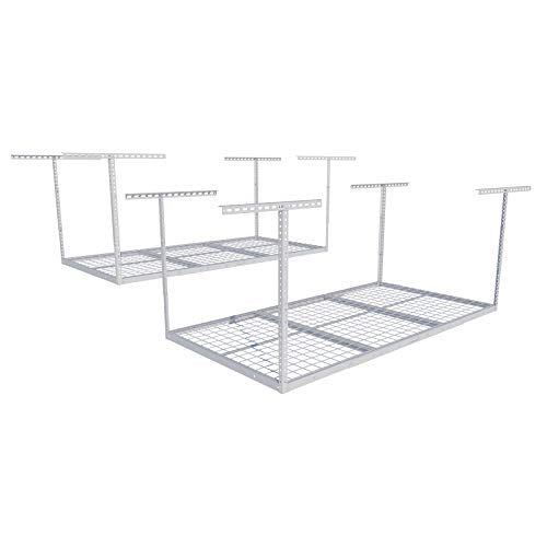 FLEXIMOUNTS 3x6 Overhead Garage Ceiling Storage Rack, 2 Pack, White - color: White, size: 3x6 ft