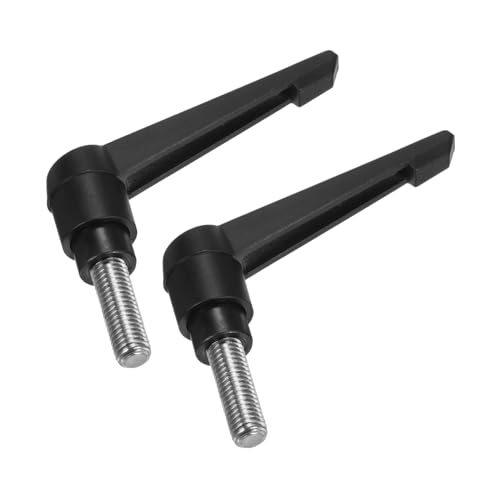 uxcell 2pcs Clamping Lever Handles, M10 x 28mm 304 Stainless Steel Threaded Male Stud, Adjustable Handles Locking Quick Release Ratchet Push Button Bolt Knobs, Black - size: M10 x 28mm