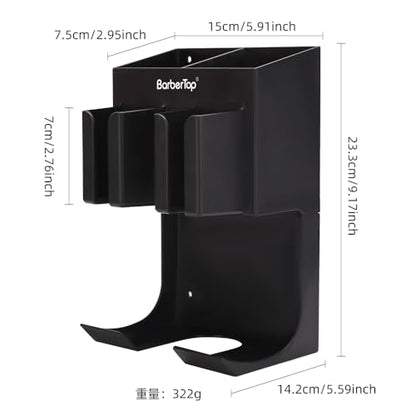 Hair Tool Organizer Wall Mounted, Hair Dryer and Styling Holder with Towel Bar, Bathroom Blow Dryer Holder, Farmhouse Vanity Caddy Storage Stand for Accessories Makeup(Black) - size: 5.9 x 9.2 x 5.6 Wall-mounted