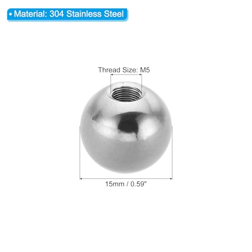 PATIKIL M5x15mm Ball Nuts Knob, 2 Pcs Female Thread 304 Stainless Steel Round Blind Hole Screw Cap Cover for Lighting Machinery DIY Decoration, Silver - size: M5x15mm