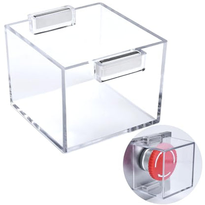 Strong Magnet Magnetic Push Button Switch Protective Cover Dustproof Waterproof Transparent for Computer Cocket Emergency Stop Button Square 54 * 54 * 42mm ﻿ - color: Square Hole: 54*54*42mm