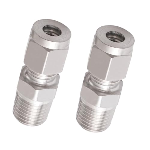 1/4 Compression Fitting, Stainless Steel 304 Tube Fittings,2 Pcs - size: NPT 1/4-1/4" O.D. 2 pcs