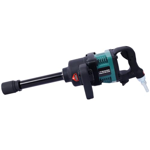 Industrial 1 Inch Air Impact Wrench with 38mm & 41mm Sockets - Heavy Duty Pneumatic Drive for Truck, Tire, and Equipment Repair, 1900 ft-lbs Max Torque, 3-Speed Forward/Reverse, 12.0 cfm, Green