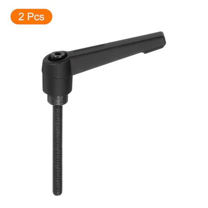uxcell 2Pcs M5 x 50mm Adjustable Knobs Handle Male Thread Push Button Ratchet Quick Release Locking Rotating Bolt for Lathe Machinery, Black - size: M5 x 50mm