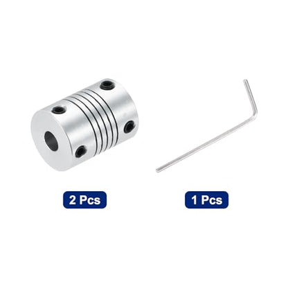 uxcell 2Pcs 6.35mm to 6.35mm Aluminum Alloy Shaft Coupling L25xD19 Flexible Coupler Beam for 3D Printer CNC Machine DIY Encoders and Motors Shaft,Silver - size: 6.35mm to 6.35mm