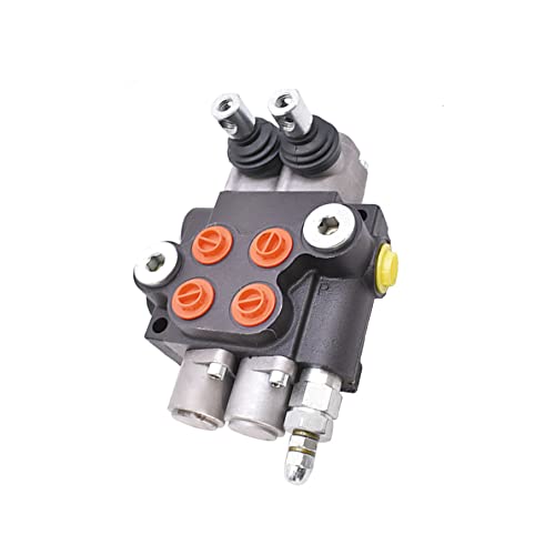 Hydraulic Valve 2 Spool Double Acting Hydraulic Valve 11 GPM Hydraulic Directional Control Valve 3625 PSI SAE Ports for Tractors Loaders, Gray, 8.7x7.1x3.6