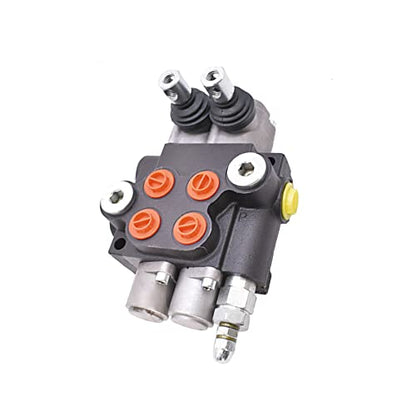 Hydraulic Valve 2 Spool Double Acting Hydraulic Valve 11 GPM Hydraulic Directional Control Valve 3625 PSI SAE Ports for Tractors Loaders, Gray, 8.7x7.1x3.6