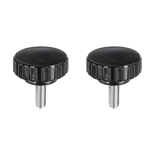 uxcell 2pcs Knurled Clamping Knobs M6 x 16mm Metric 304 Stainless Steel Male Thread Thumb Screw on Type 30mm Plastic Round Head Threaded Hand Bolt Stud Knobs Black - size: M6 x 16mm x 30mm